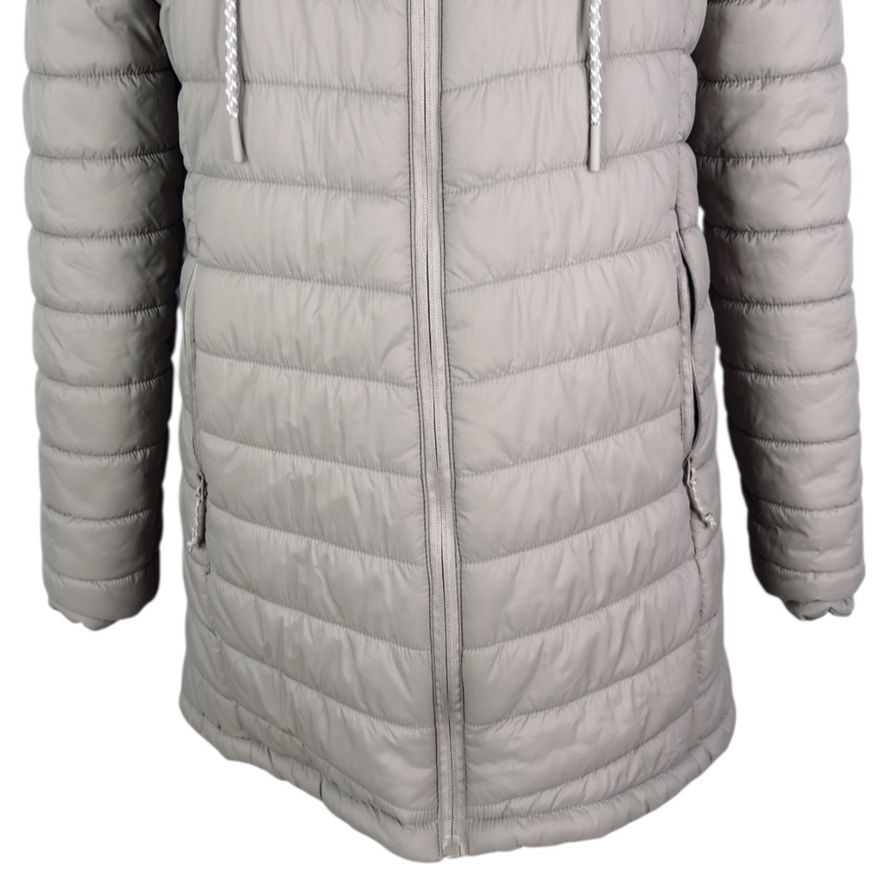 Eddie Bauer Taupe Puffer Coat sz S * Neutral Parka Packable Travel Jacket - Picture 7 of 13